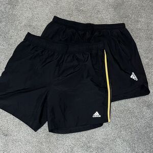 2-Adidas 3 stripe tennis work out gym training shorts mens 2XL Steelers Colors